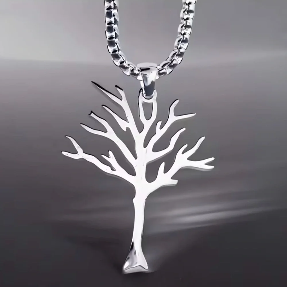NWT Tree Life Stainless Steel Pendant Necklace Silver